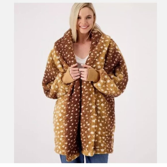 🎯NWOT BumbleBella by Jill Martin Sherpa Jacket Coat Brown Size XS/S - Picture 1 of 15